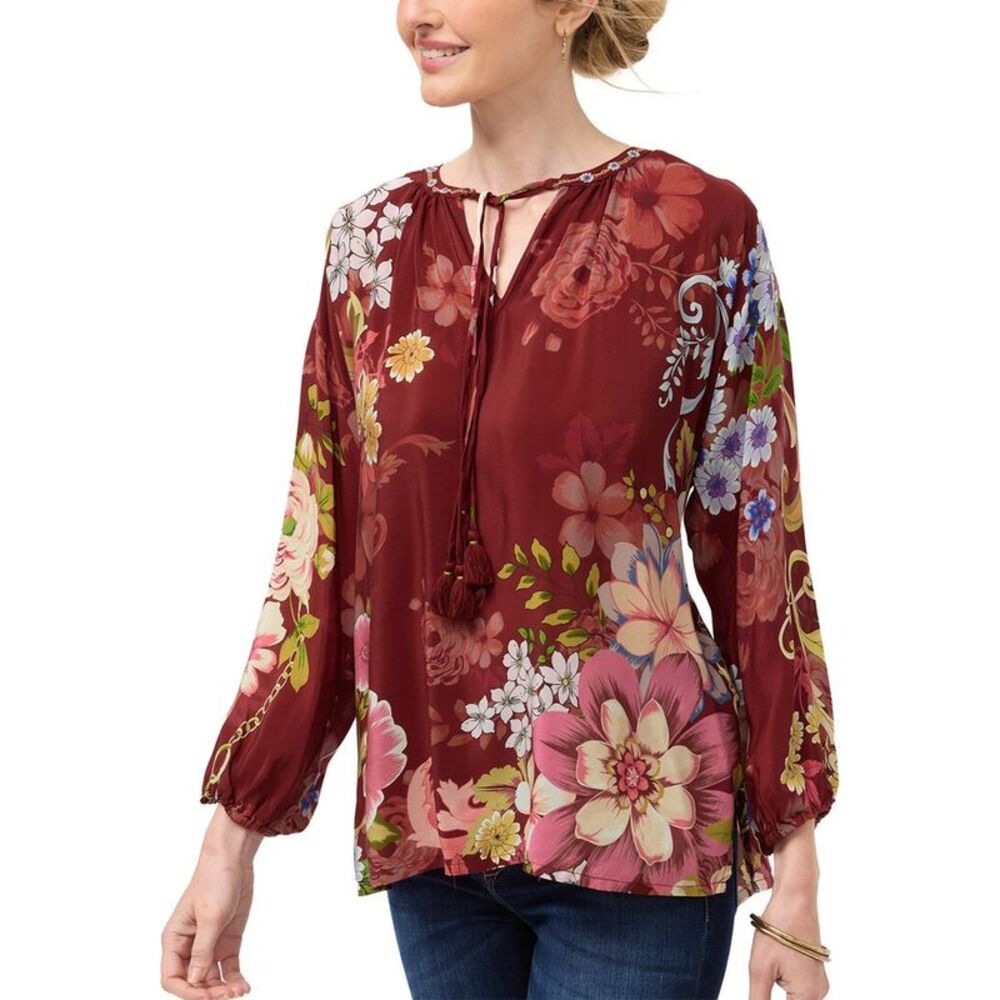 Johnny Was Womens  Margot Petite Silk Blouse